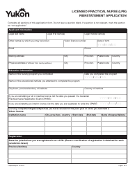 Form YG6649 Licensed Practical Nurse (Lpn) Reinstatement Application - Yukon, Canada, Page 2