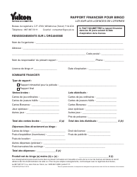Document preview: Forme YG5338 Rapport Financier Pour Bingo - Yukon, Canada (French)