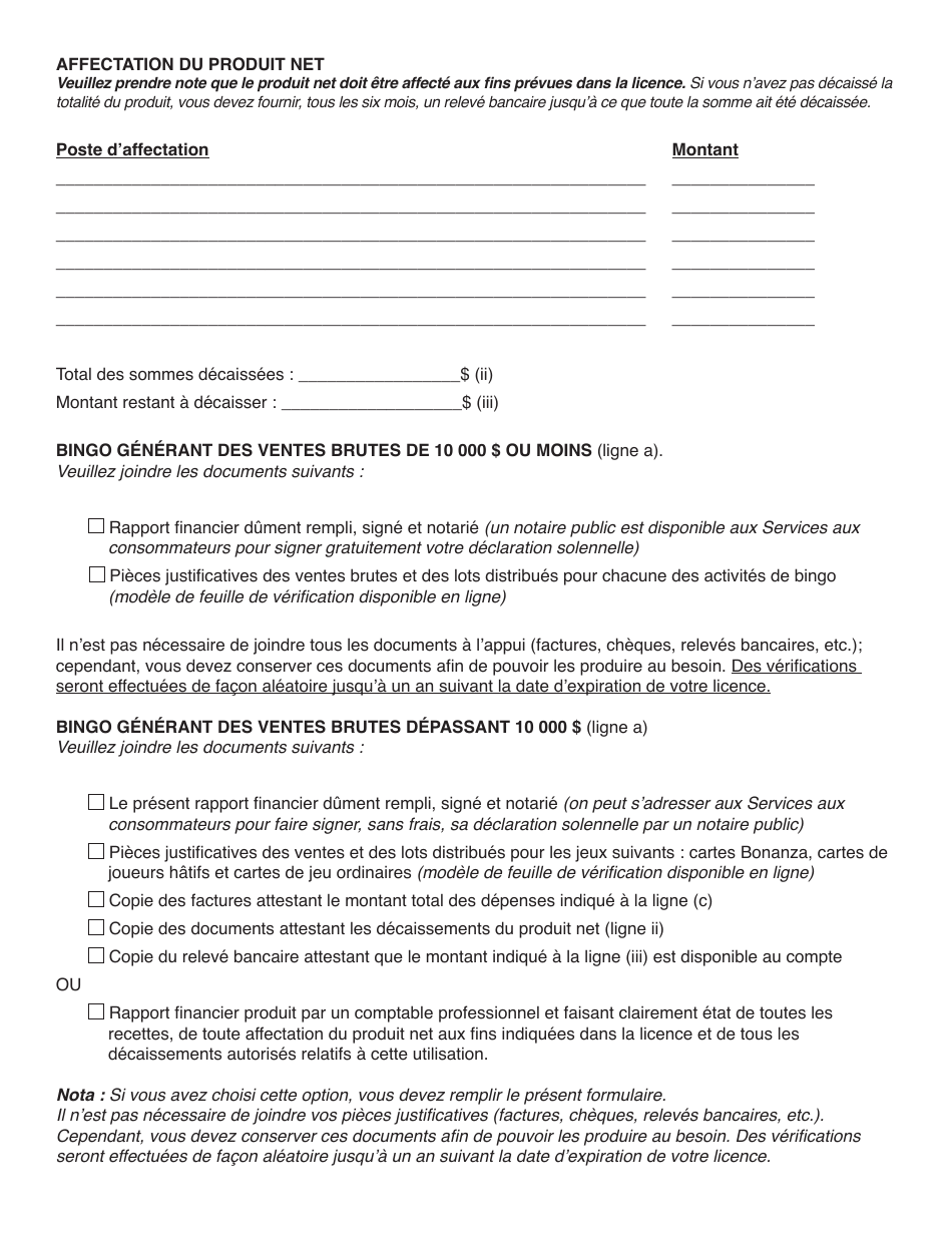 Forme YG5338 Rapport Financier Pour Bingo - Yukon, Canada (French), Page 2