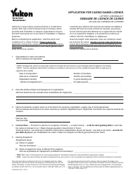 Form YG5092 Application for Casino Games Licence - Yukon, Canada (English/French)