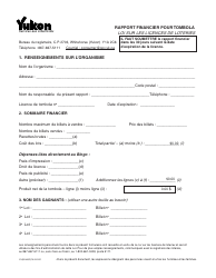 Document preview: Forme YG5339 Rapport Financier Pour Tombola - Yukon, Canada (French)