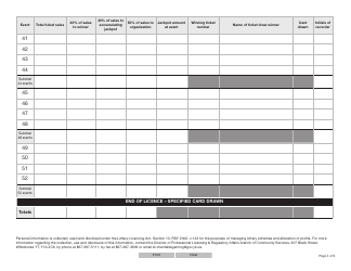 Form YG6613 Chase the Ace-Style Lottery Tracking Sheet - Template - Yukon, Canada, Page 4