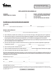Document preview: Forme YG5715 Statutory Declaration - Yukon, Canada (French)