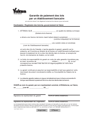 Document preview: Forme YG5713 Prize Guarantee by Financial Institution - Yukon, Canada (French)