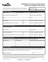 Form YG5135 Pawnbroker and Second-Hand Dealer Licence and Renewal Application - Yukon, Canada, Page 2