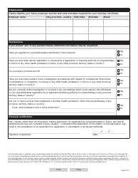 Form YG6689 Physiotherapist Courtesy Certificate Application - Yukon, Canada, Page 4