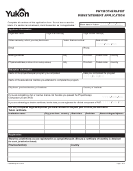 Form YG6688 Physiotherapist Reinstatement Application - Yukon, Canada, Page 3
