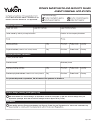 Form YG5390 Private Investigator and Security Guard Agency Renewal Application - Yukon, Canada, Page 3