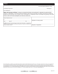 Form YG5390 Private Investigator and Security Guard Agency Renewal Application - Yukon, Canada, Page 4
