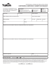 Document preview: Form YG6657 Continuing Competency Exemption Request - Yukon, Canada