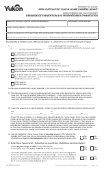 Document preview: Form YG3101 Application for Yukon Home Owners Grant - Yukon, Canada (English/French)