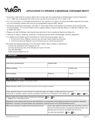 Form YG4163 Application to Operate a Beverage Container Depot - Yukon, Canada