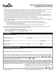 Document preview: Forme YG4163 Application to Operate a Beverage Container Depot - Yukon, Canada (French)