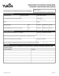 Form YG6681 Registered Psychiatric Nurse Courtesy Certificate Application - Yukon, Canada, Page 3
