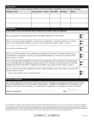 Form YG6681 Registered Psychiatric Nurse Courtesy Certificate Application - Yukon, Canada, Page 4