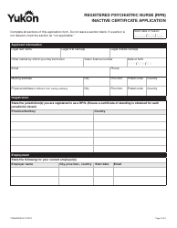 Form YG6682 Registered Psychiatric Nurse Inactive Certificate Application - Yukon, Canada, Page 3
