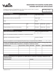 Form YG6683 Registered Psychiatric Nurse Interim Certificate Application - Yukon, Canada, Page 3