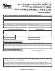 Document preview: Form 15 (YG6173) Notice of Change of Address of Attorney for Service of an Extra-territorial Society - Yukon, Canada (English/French)