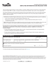 Form YG4369 Employee Information and Release Form - Yukon, Canada