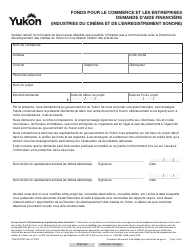 Forme YG5473 Enterprise Trade Fund Application for Film and Sound Industries - Yukon, Canada (French)