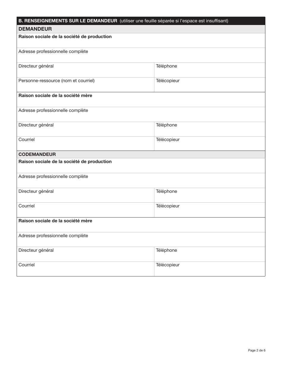 Forme YG5319 Yukon Film Production Fund Application - Yukon, Canada (French), Page 2