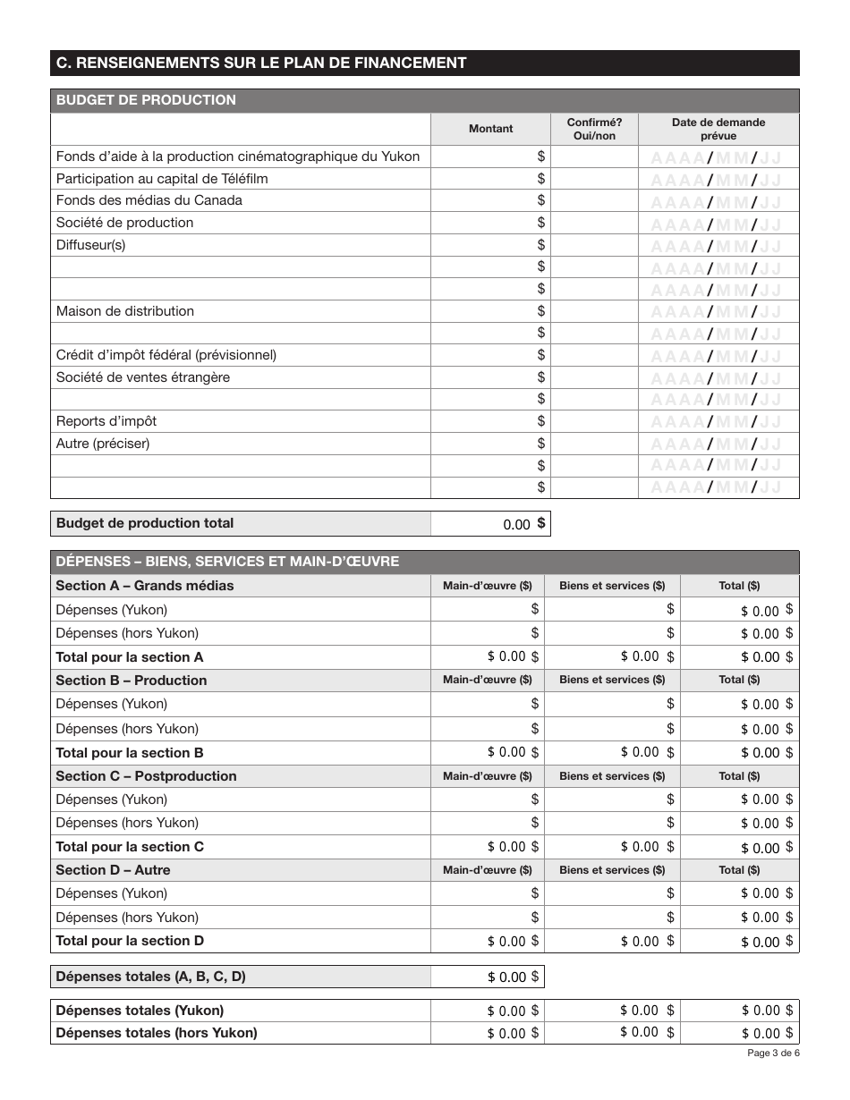 Forme YG5319 Yukon Film Production Fund Application - Yukon, Canada (French), Page 3