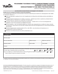 Forme YG6282 Programme Yukonnais D&#039;aide a L&#039;enregistrement Sonore Demande D&#039;aide Financiere Enregistrement D&#039;une Demo Professionnelle (Niveau De Financement Jusqu&#039;a 5 000 $) - Yukon, Canada (French)