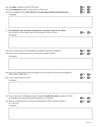 Form YG6020 Employer Participant Monitoring Form - Yukon, Canada, Page 2