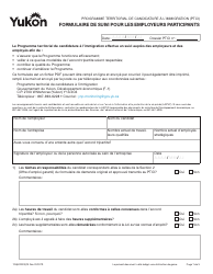 Forme YG6020 Employer Participant Monitoring Form - Yukon, Canada (French)