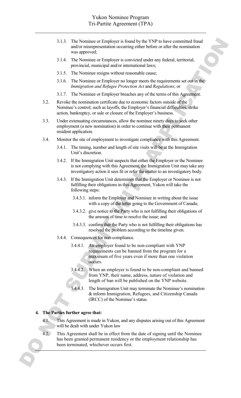 Yukon Nominee Program Tri-Partite Agreement (Tpa) - Yukon, Canada, Page 4
