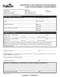Forme YG6586 &quot;Apprenticeship Enrollment Form for in-School Training&quot; - Yukon, Canada (French)