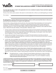 Form YG6001 &quot;Student Declaration/Consent to Disclose Information&quot; - Yukon, Canada