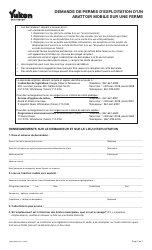 Document preview: Forme YG5639 Demande De Permis D'exploitation D'un Abattoir Mobile Sur Une Ferme - Yukon, Canada (French)