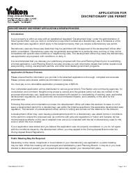 Document preview: Form YG6438 Application for Discretionary Use Permit - Yukon, Canada