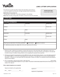 Form YG6663 Land Lottery Application - Yukon, Canada