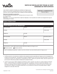 Document preview: Forme YG6663 Vente De Parcelles Par Tirage Au Sort Demande De Participation - Yukon, Canada (French)