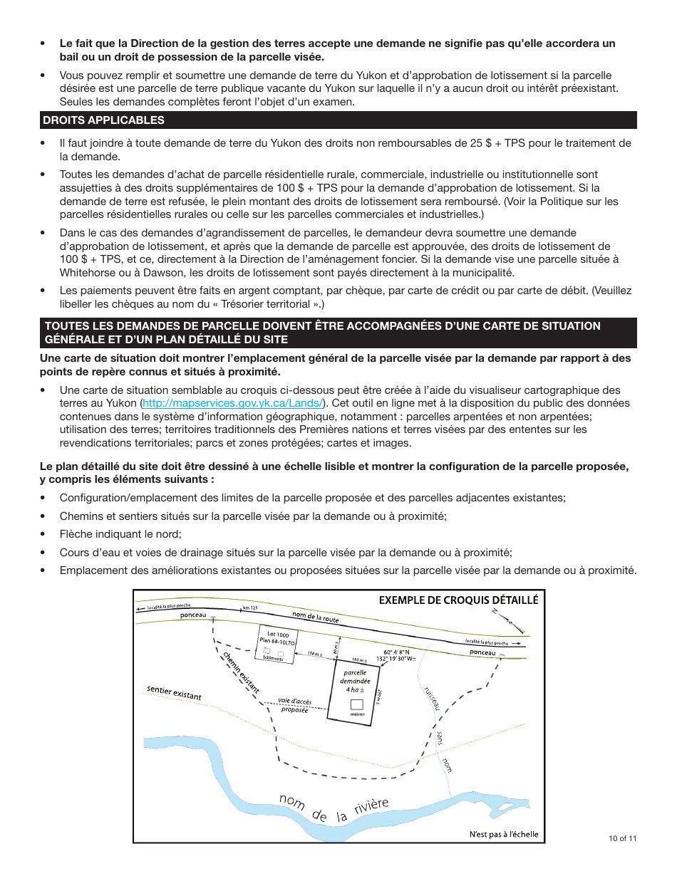 Forme YG4917 Demande De Terres Du Yukon Et Dapprobation De Lotissement - Yukon, Canada (French), Page 10