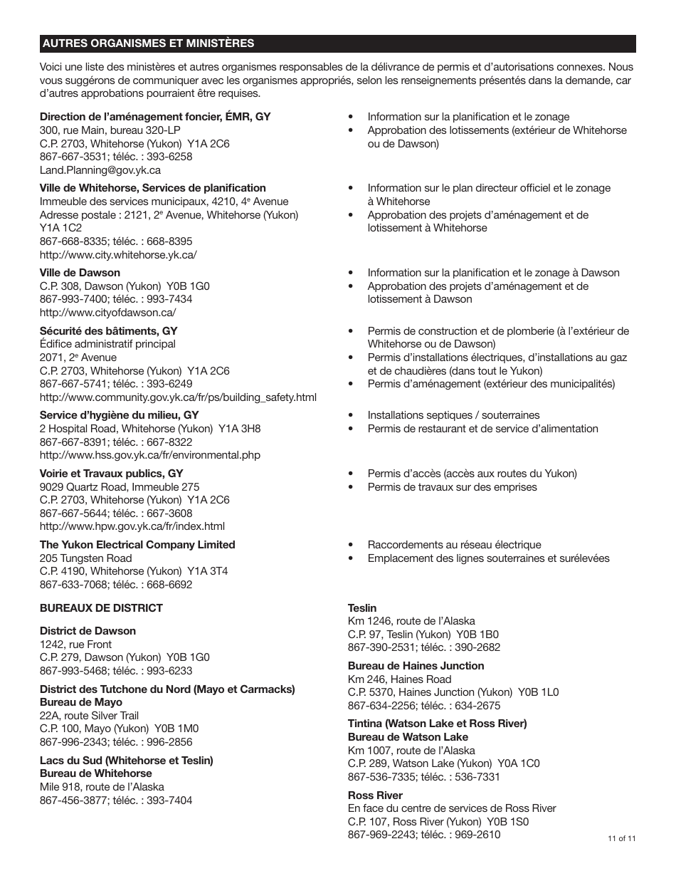 Forme YG4917 Demande De Terres Du Yukon Et Dapprobation De Lotissement - Yukon, Canada (French), Page 11