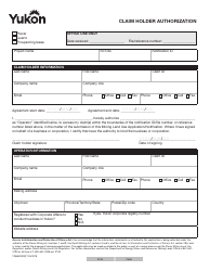 Document preview: Form YG6582 Claim Holder Authorization - Yukon, Canada