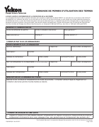 Forme YG5028 Demande De Permis D&#039;utilisation DES Terres - Yukon, Canada (French)