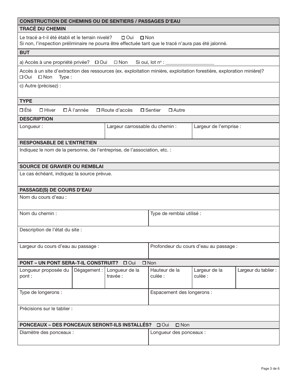 Forme YG5028 Demande De Permis Dutilisation DES Terres - Yukon, Canada (French), Page 3