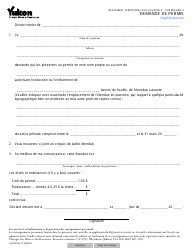 Forme 2 (YG5032) &quot;Demande De Permis&quot; - Yukon, Canada (French)