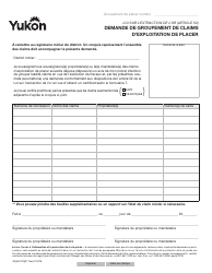 Document preview: Forme YG5041 Demande De Groupement De Claims D'exploitation De Placer - Yukon, Canada (French)