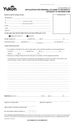 Document preview: Form YG5036 Application for Renewal of Lease to Prospect/Affidavit of Expenditure - Yukon, Canada
