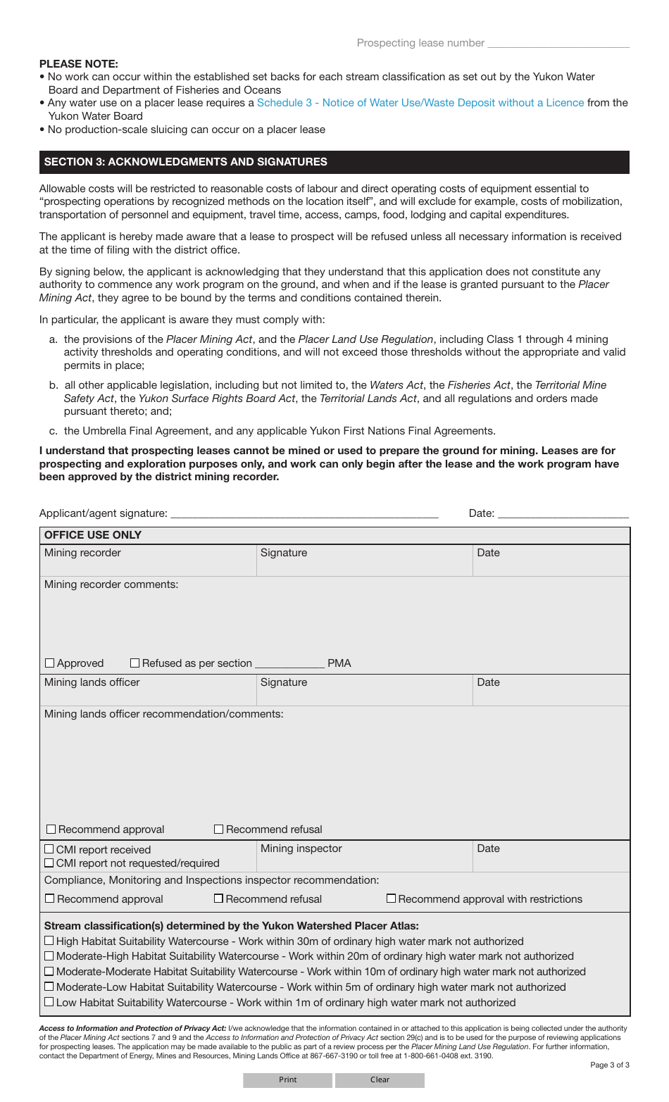 Form YG5037 Lease Work Program and Additional Information - Yukon, Canada, Page 3