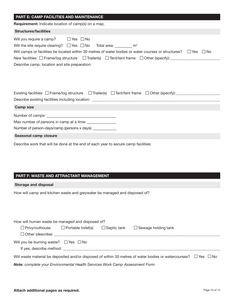 Form YG5069 Application for Class 3 / 4 Quartz Mining Land Use Approval - Yukon, Canada, Page 10