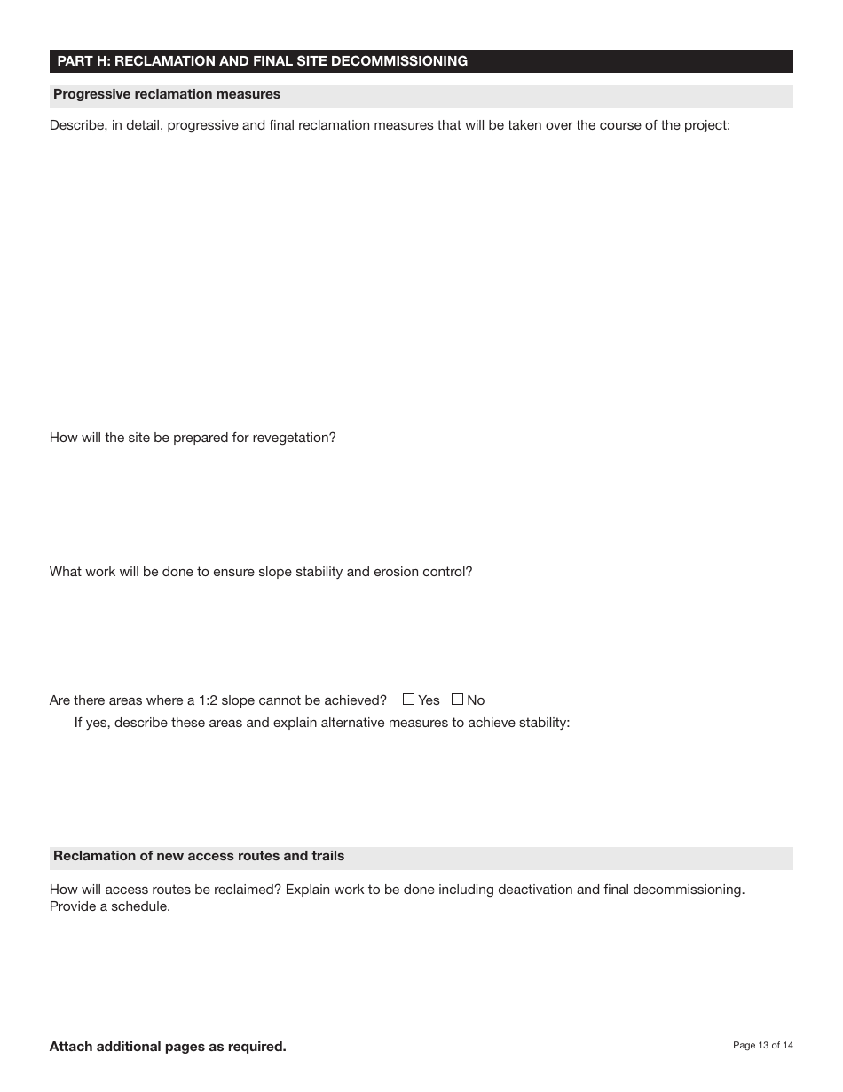 Form YG5069 Application for Class 3 / 4 Quartz Mining Land Use Approval - Yukon, Canada, Page 13