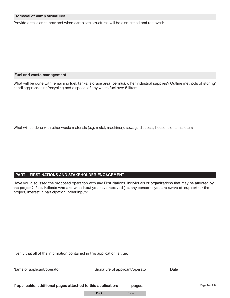 Form YG5069 Application for Class 3 / 4 Quartz Mining Land Use Approval - Yukon, Canada, Page 14
