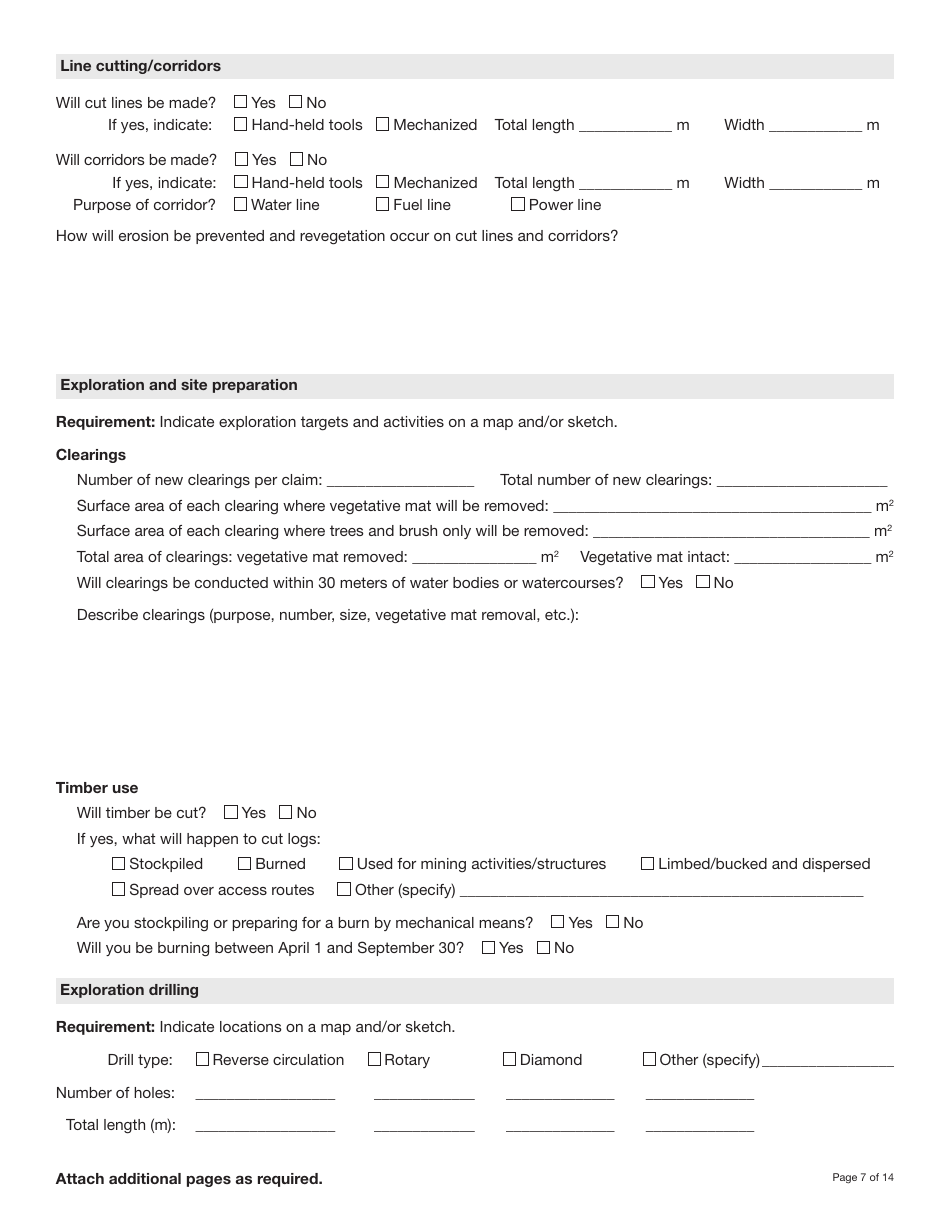 Form YG5069 Application for Class 3 / 4 Quartz Mining Land Use Approval - Yukon, Canada, Page 7