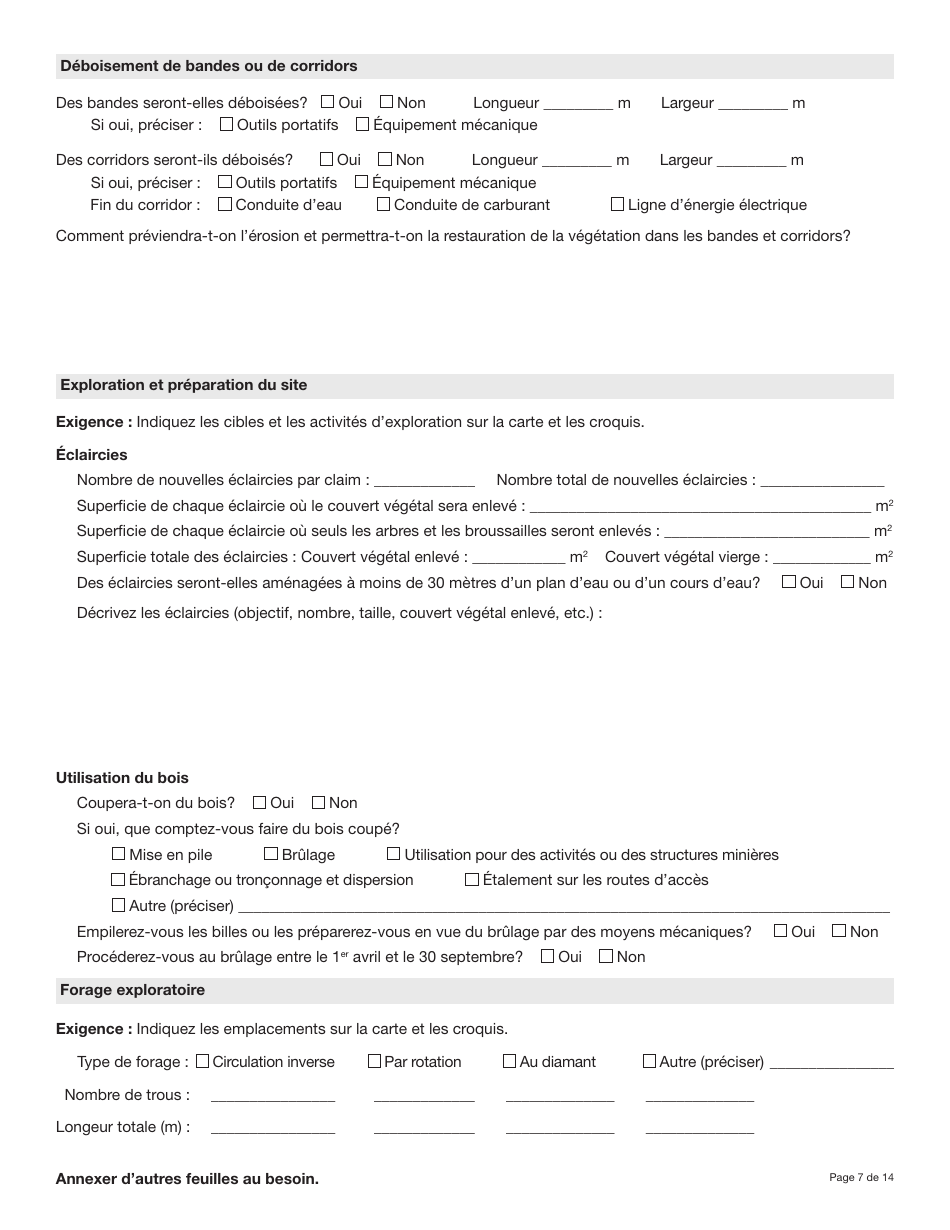Forme YG5069 Demande Dapprobation Pour Lutilisation DES Terres - Exploitation Du Quartz De Type 3 Ou 4 - Yukon, Canada (French), Page 7